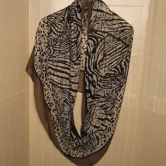 Animal Print Lightweight Brown Black Infinity Scarf - Picture 1 of 2